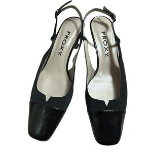 Proxy Square Toe Sling Black Women's Heels 🆕